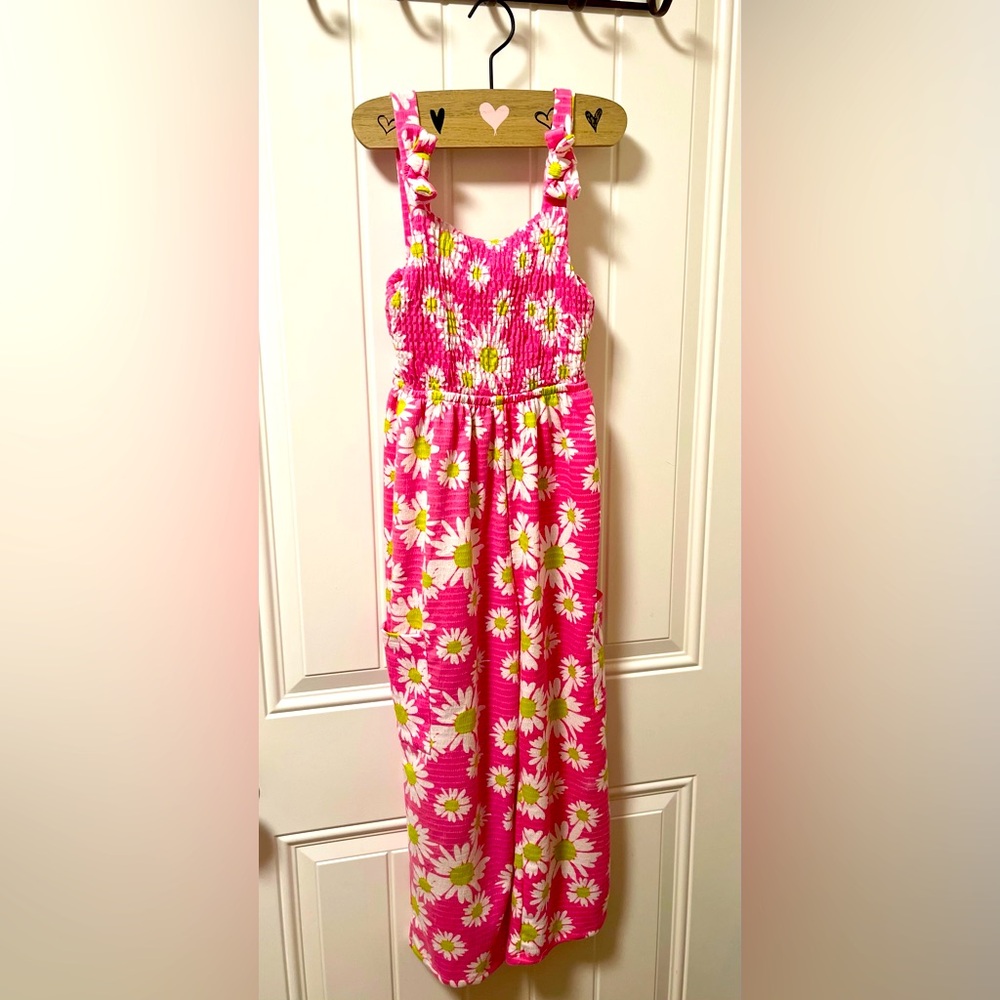 Paisley Lane, Size 8 Girls, Terry-Cloth Open Bottom Pant Romper In Hot Pink